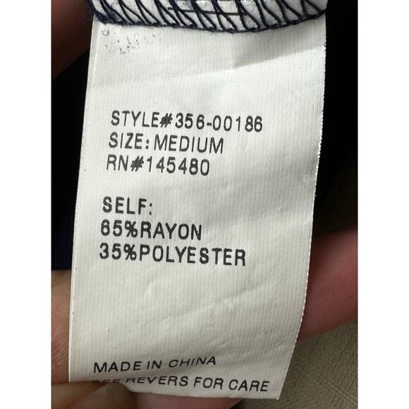 Mo : Vint Navy 3/4 Sleeve V-Neck Blouse Women's Size M - Picture 6 of 7